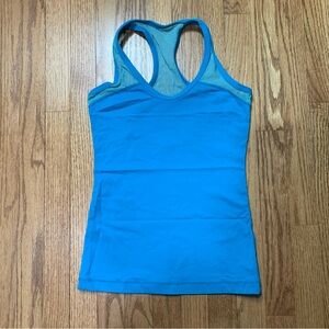 Lululemon Vibrant Turquoise Blue Mesh Racerback Tank Top